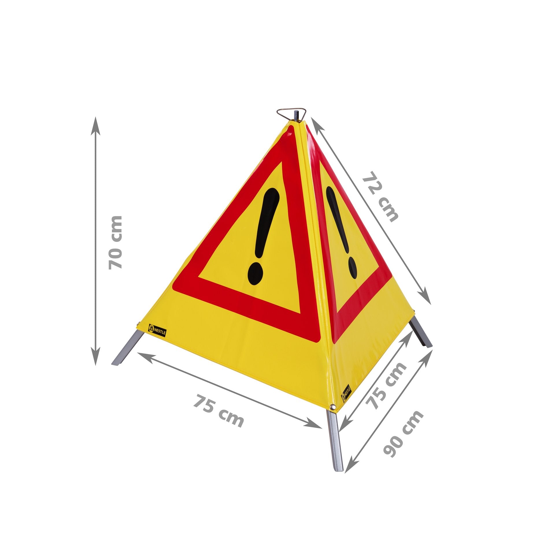 NESTLE Warnpyramide 70 cm, Achtung (VZ101), gelb, mit Mittelfuß NESTLE Warnpyramide 70 cm, Achtung (VZ101), gelb, mit Mittelfuß